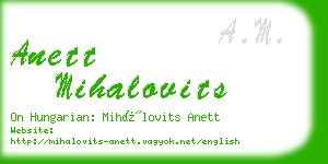 anett mihalovits business card